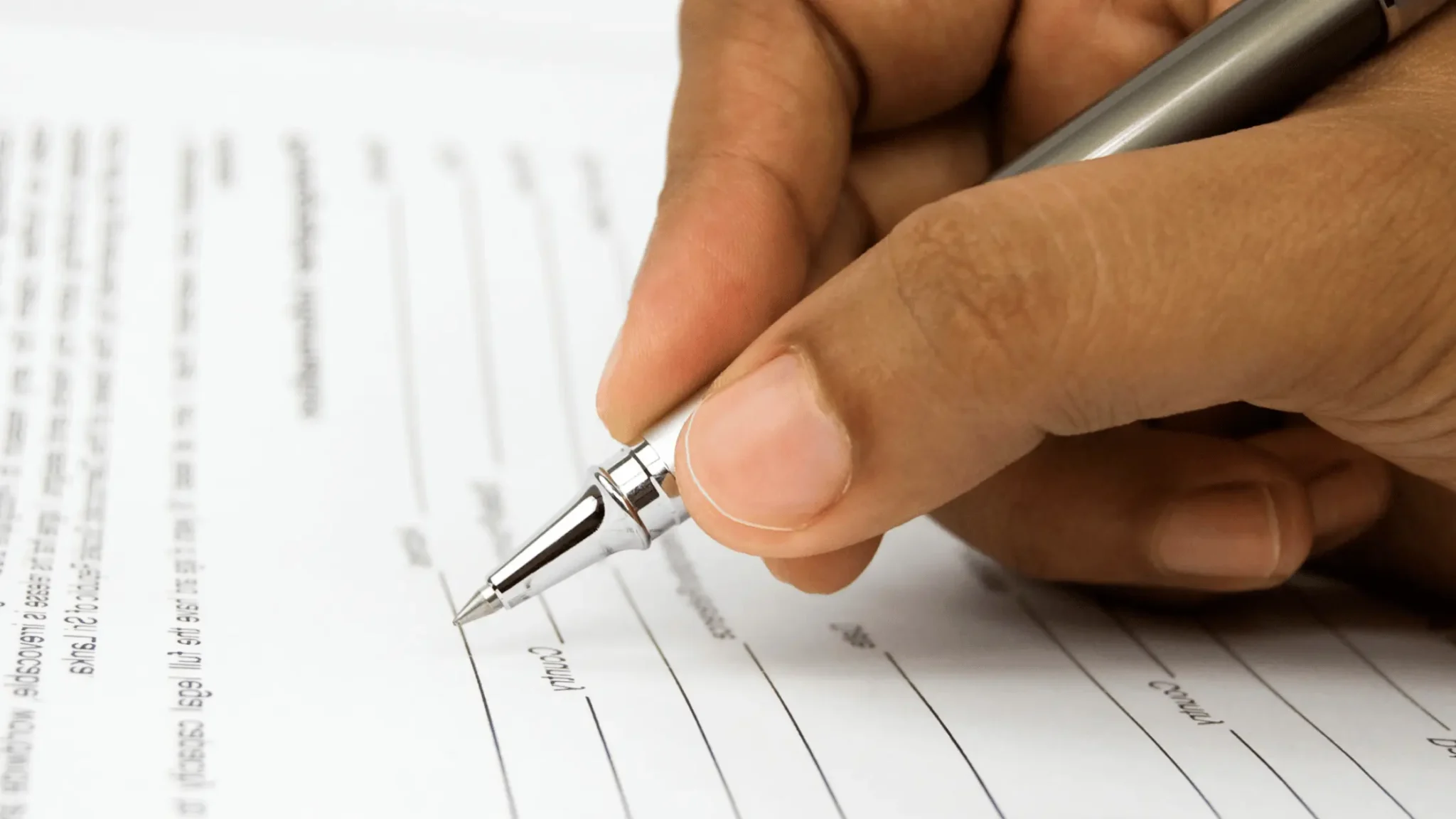 signing a form