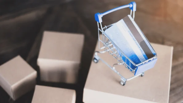mini shopping cart and boxes