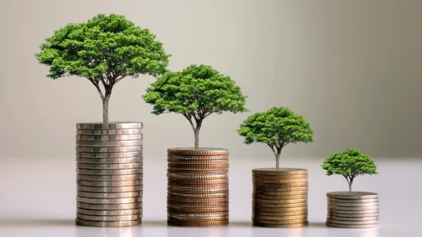 trees on top of coins