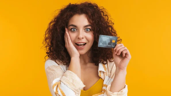 Young Lady Holding A Credit Card